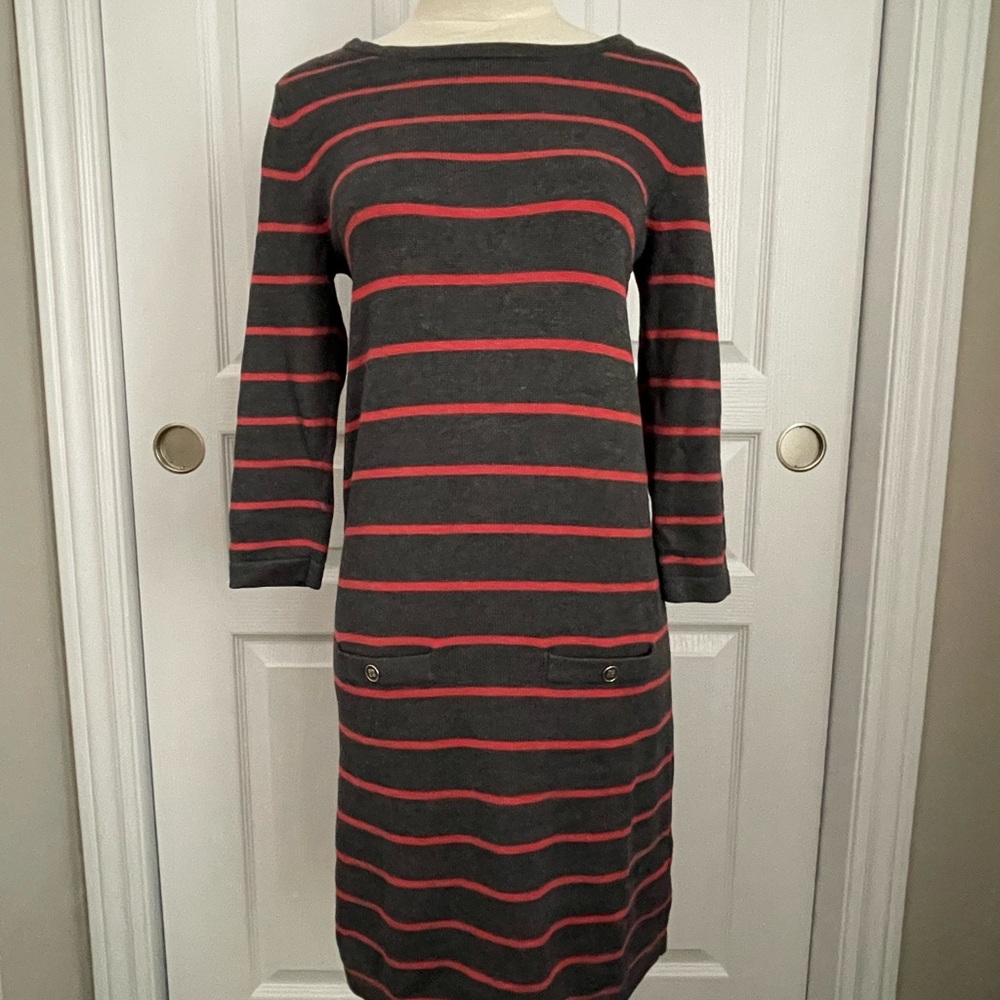 SOLD! - Striped Gray and Red Women's Dress